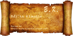 Büte Klaudia névjegykártya